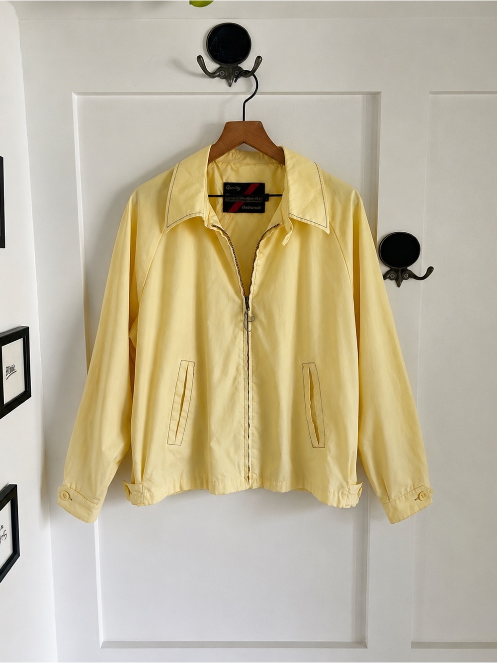 Vintage Sears Butter Yellow Slouchy Jacket Oversized High Collar